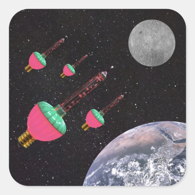 Sticker Carré Lumières bulles dans l'espace (Devant)