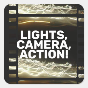 Sticker Carré LUMIÈRES, CAMÉRA, ACTION !Sticker rond classique