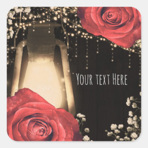 Sticker Carré Lumières Lanterne Rustique Glow Roses Rouges Maria