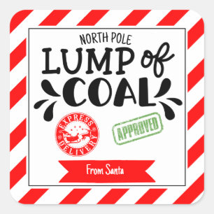 Sticker Carré Lump Charbon drôle Noël funky Père Noël