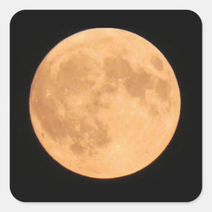 Sticker Carré Lune d'halloween orange
