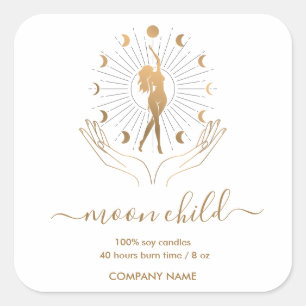 Sticker Carré Lune Mystic Witchen Celestial Willow Soy Candle Sq