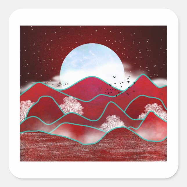 Sticker Carré Lune rouge (Devant)