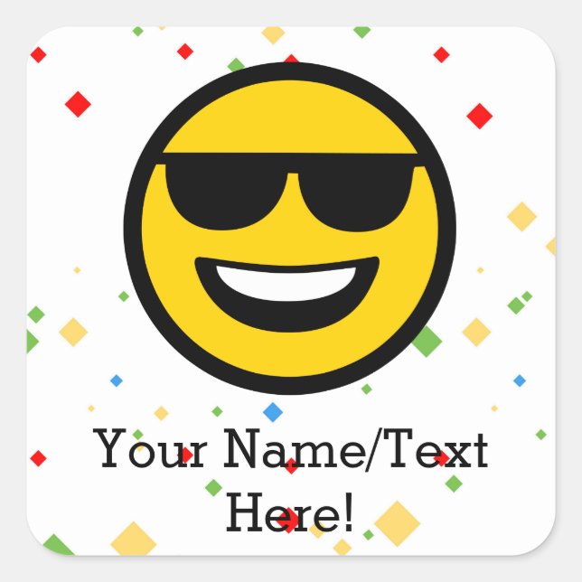 Sticker Carré Lunettes de soleil cool Emoji (Devant)