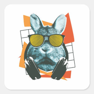 Sticker Carré Lunettes de soleil Design de lapin