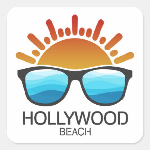 Sticker Carré Lunettes de soleil Hollywood Beach Floride
