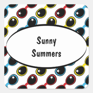 Sticker Carré Lunettes de soleil rétro Primaire