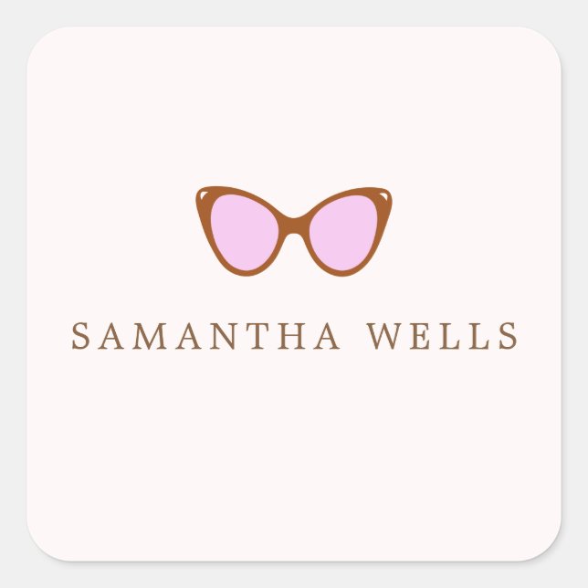 Sticker Carré Lunettes de soleil rose rétro Personnalisées (Devant)