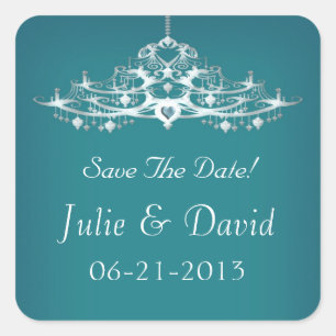 Sticker Carré Lustre Élégant Sauvez Le Mariage Date