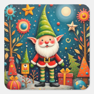 Sticker Carré Lutin de vacances heureux