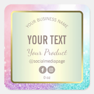 Sticker Carré Luxe Coton Candy Pastel Parties scintillant Étique