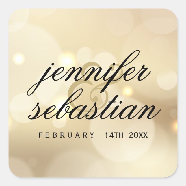 Sticker Carré Luxe Gold Parties scintillant Lights Mariage monog (Devant)