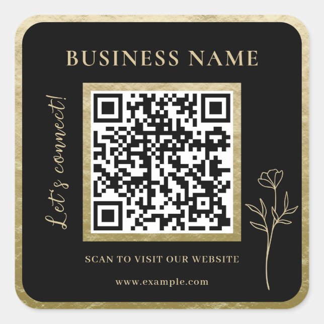 Sticker Carré Luxe moderne Golden Professional Business QR Code (Devant)