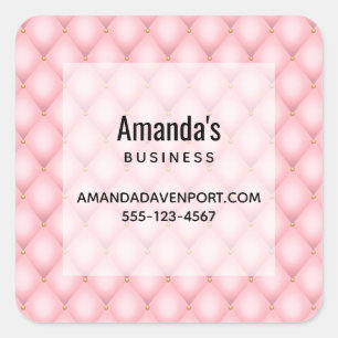 Sticker Carré Luxe Pink Tufted Diamond Motif Business