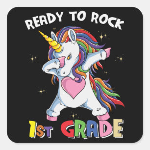 Sticker Carré Lycéen de 1re année Licorne Prêt pour la rentrée s