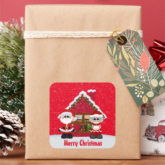 Sticker Carré M. et Mme Santa Claus (vacances)