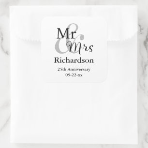 Sticker Carré M. & Mme Mariage Anniversaire Nom et date