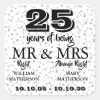 M. Mme Right d'anniversaire de noces d'argent