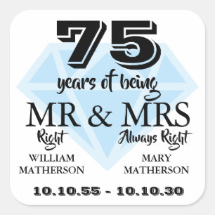 Sticker Carré M. Mme Right Fun Diamond 75e anniversaire