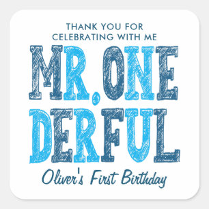 Sticker Carré M. Onederful Premier anniversaire Merci photo