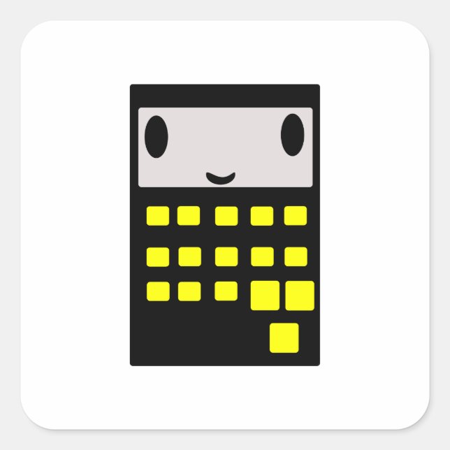 Sticker Carré Ma calculatrice heureuse (Devant)