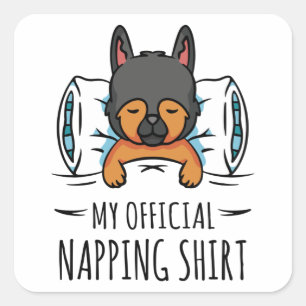 Sticker Carré Ma chemise de sieste officielle avec chien couchan
