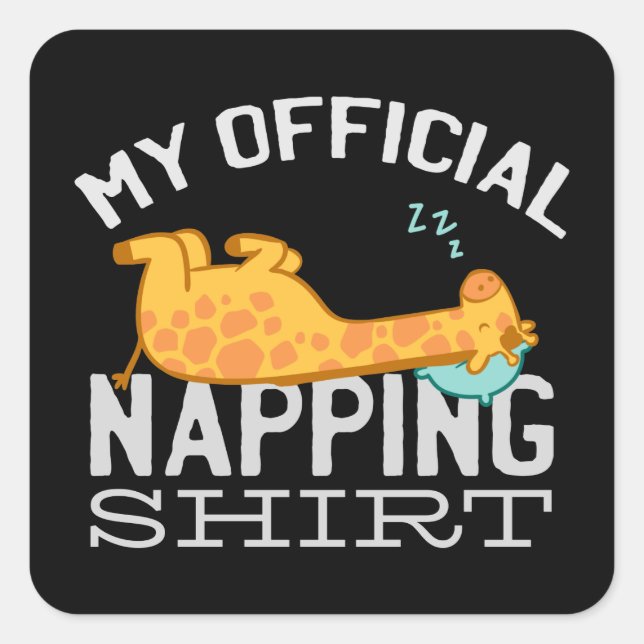 Sticker Carré Ma chemise de sieste officielle - Giraffe endormie (Devant)