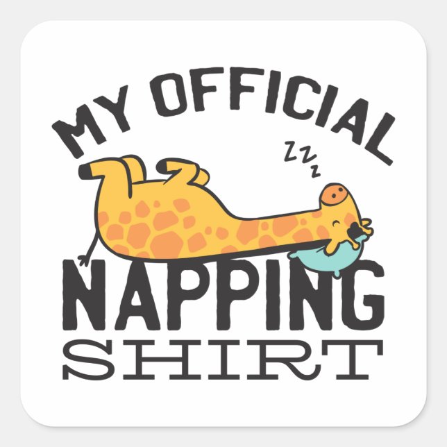Sticker Carré Ma chemise de sieste officielle - Giraffe endormie (Devant)