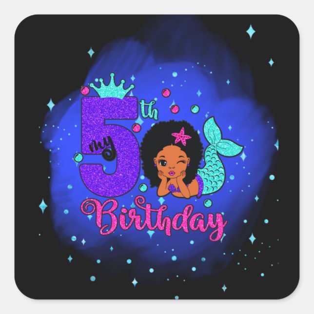 Sticker Carré Ma sirène du 5e anniversaire (Devant)