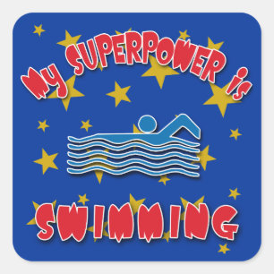 Sticker Carré Ma superpuissance nage