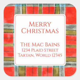 Sticker Carré MAC BAIN TARTAN Large Carré Adresse Seals