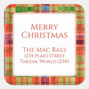 Sticker Carré MAC RAE TARTAN Large Carré Adresse Seals