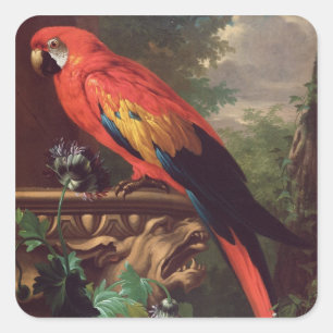 Sticker Carré Macao écarlate dans un paysage (huile sur toile)