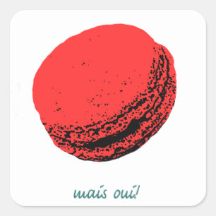 Sticker Carré macaron aux fraises