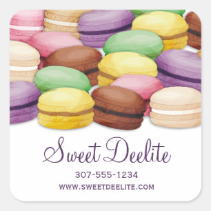 Sticker Carré Macaron de couleur sur mesure meringue biscuits bo