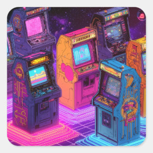 Sticker Carré Machines de jeux vidéo rétro