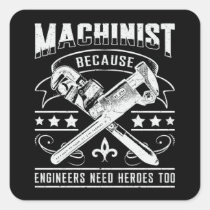 Sticker Carré Machiniste CNC Machiniste Machine Mécanique Idée c