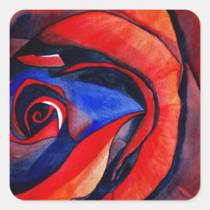 Sticker Carré Macro rouge rose abstraite peinture d'art
