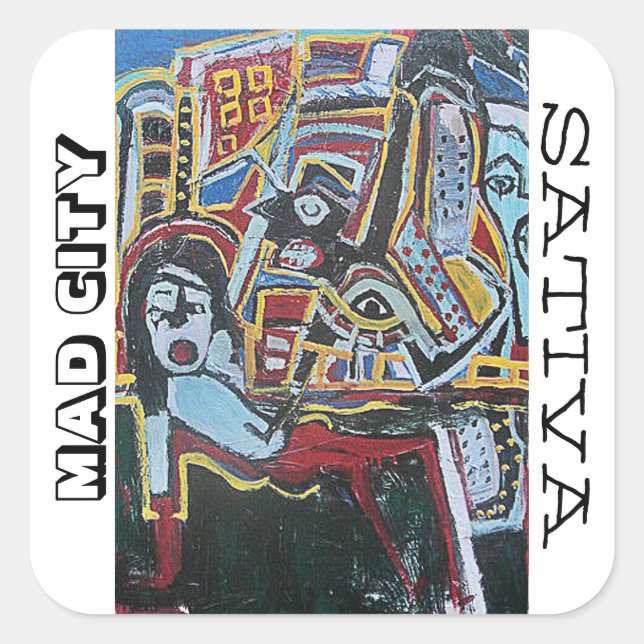 STICKER CARRÉ MAD VILLE SATIVA (Devant)