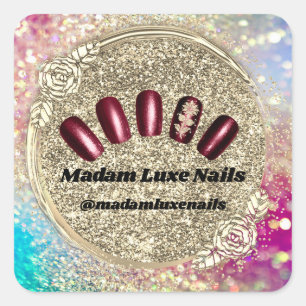 Sticker Carré Madame Luxe Parties scintillant à ongles Rose Pink
