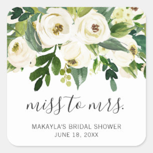 Sticker Carré Mademoiselle à Madame Élégant Mariage Fleuriste Sh