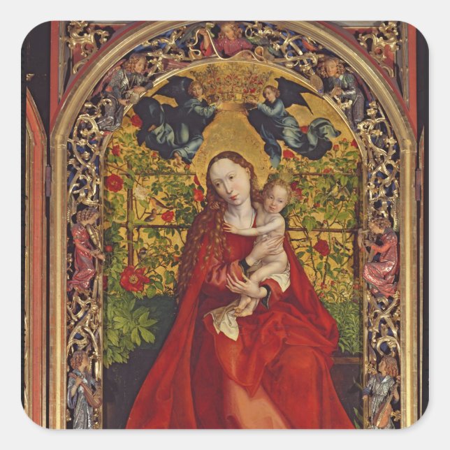 Sticker Carré Madonna du Rose Bower, 1473 (Devant)