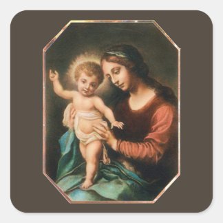 Sticker Carré Madonna Et Jésus