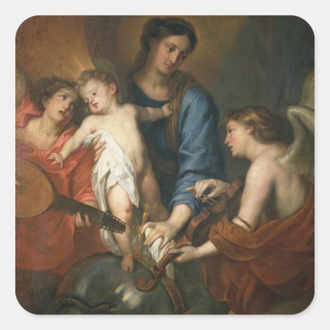Sticker Carré Madonna et l'enfant aux anges (Devant)