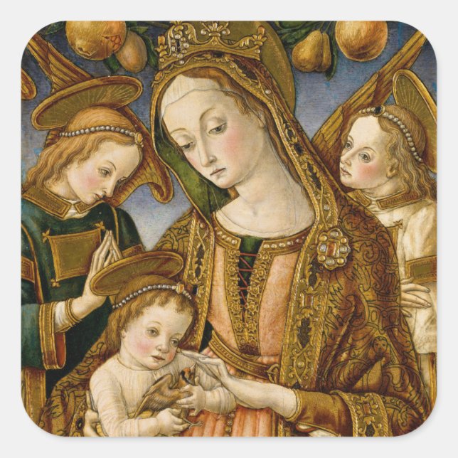 Sticker Carré Madonna et l'enfant avec deux anges (Devant)