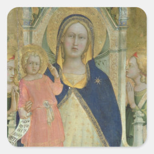Sticker Carré Madonna et l'enfant couronnés avec des saints,