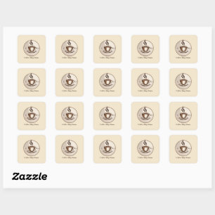 Sticker Carré Magasin minimaliste Elegant Brown Café