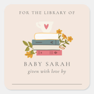 Sticker Carré Magasins Magasins Floral Baby Library