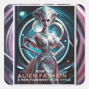 Sticker Carré Magazine de mode Alien Imaginaire