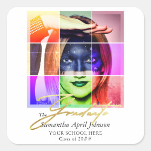 Sticker Carré Magazine Pop Art Retro Moderne Graduation Photo